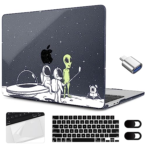 MEEgoodo Case for M5/M4/M3/M2 MacBook Air 15 inch Case 2026 2025 2024 2023, Laptop Shell Fit Model (A3448/A3241/A3114/A2941) for MacBook Air 15.3-inch, Astronauts & Alien - color: Astronauts & Alien