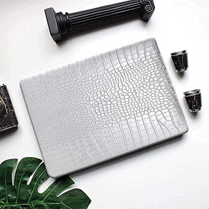 DTangLsm for Crocodile MacBook Air 15 inch Case 2026 2025-2023 M5 M4 M3 M2 | Model A3448 A3241 A3114 A2941, Crocodile Skin Alligator PU Leather Hard Shell Mac Air 15 Case & Keyboard Cover, Shiny Silver - color: Crocodile Shining Silver