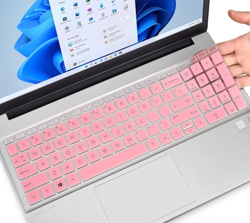 Keyboard Cover for HP 15.6 Laptop 15-fc 15-fd Series, HP 15z-fc000 15t-fd000 fd100 fd200 15-fc0499nr 15-fc0502nr 15-fc0399nr 15-fc0099nr 15-fd0083wm fd0127dx fd0012nr, HP 255 G10 Laptop - color: Pink