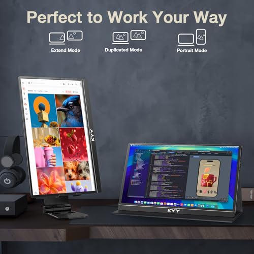 KYY 4K Portable Monitor – 15.6" UHD IPS Travel Display, Slim & Lightweight Design, HDMI & USB-C Inputs, Perfect for PS5, Xbox, Switch, Laptops, Phones, and On-the-Go Professionals, K5 - color: Metallic