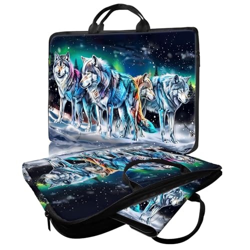 Laptop Bag,14 15 15.6 inch Laptop Case Sleeve,Computer Sleeve with Handle for Women Men,Carrying Case for MacBook,Dell,Lenovo,Notebook Computer,White Glitter Wolf - color: White Glitter Wolf