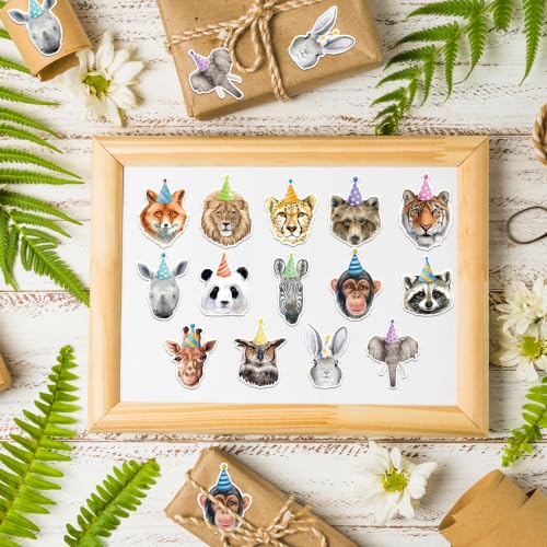 CNhoqc Realistic Style Birthday Animal Sticker Rolls, 2000Pcs, 14 Designs | Self Adhesive, Waterproof Vinyl, Page Activity Pad, Scrapbooking Supplies, Goodie Bag, Birthday Party, Greeting Card Making - style: 4 Rolls Realistic Style Birthday Animal