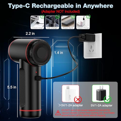 Compressed Air Duster, Cordless Air Blower & Hand Pump Car Vacuum Cleaner Portable Rechargeable Mini Handheld Computer Keyboard Duster Cleaner(Black)