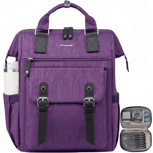 LOVEVOOK 17 inch Laptop Backpack for Women, Teacher Nurse Work Travel Backpacks Purse,Computer Bag, Purple - color: Purple Black, size: 17.3 Inch Standard