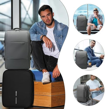 BANGE Backpack with Anti-Theft Vacuum Compression Travel Backpack,Expandable Backpacks with Pump for Airplanes - color: Grey
