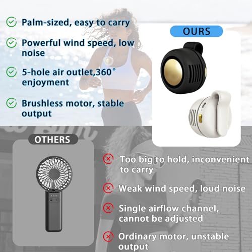 Portable Clip-On Fan, Mini USB Rechargeable 360° Rotatable Fan, Personal Fan 3-Speed Silent Mini Bladeless Fans - color: 1 pack(Black)