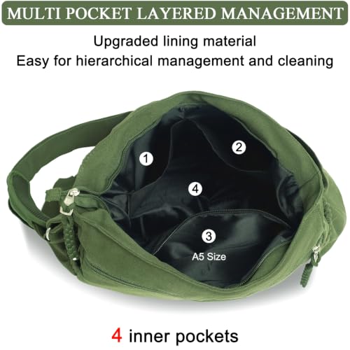 High Density Canvas Messenger Bag for Men/Women, 15” Large Crossbody Shoulder Bag Tote Bag for College/Travel/Work Daily Use | High Density Canvas - color: Green