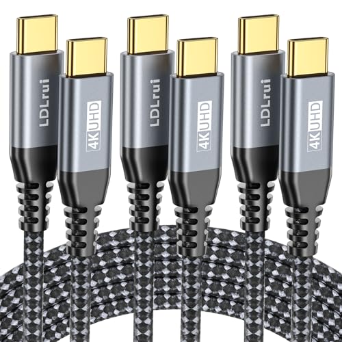 LDLrui USB C Cable [6FT, 3Pack] 4K@60HZ UHD Display, 20Gbps Data Transfer, USB 3.2 Gen 2×2, 100W PD Charging Cable for iPhone 16/15, MacBook, iPad, Galaxy S25/S24, Type C Monitor/Portable Monitor - size: 6FT+6FT+6FT, style: Straight Type C
