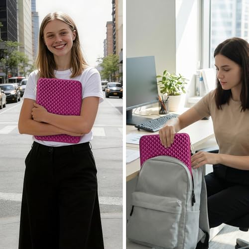 RAINYEAR 13 Inch Laptop Sleeve Shockproof Diamond Foam Case, Rose Red | Protective Soft Fluffy Lining Case for 14'' MacBook Pro/Max 13.3" MacBook Air/Pro M1 M2 M3 M4 M5 13.3" PC Notebook Chromebook - color: Rose Red, size: 13"-13.3"