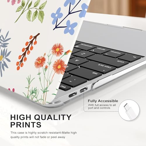 iCasso Compatible with MacBook Air 13 inch Case 2020-2018 Release M1 A2337 A2179 A1932, Elegant Floral Protective Hard Shell Case +Keyboard Cover + Screen Protector（White） - color: White Floral