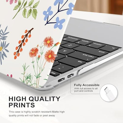 iCasso Compatible with MacBook Air 13 inch Case 2020-2018 Release M1 A2337 A2179 A1932, Elegant Floral Protective Hard Shell Case +Keyboard Cover + Screen Protector（White） - color: White Floral