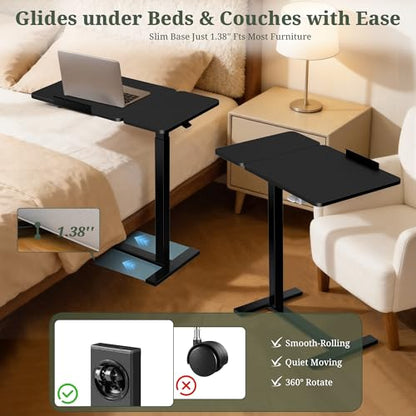 Mobile Standing Desk, Height Adjustable Laptop Desk with Tilting Top | Stable Steel Frame, Smooth Lift Mechanism, Adjustable Tilt Surface, Easy Assembly, Ideal for Home, Office & Dorm, Black - color: Black, style: Tilt Adjustable