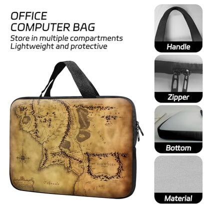 14 15 15.4 15.6 inch Laptop Handle Bag Computer Bag, Pouch Holder Notebook Sleeve Cover Soft Case Compatible for Dell,Lenovo,Toshiba HP, Asus Notebook-Retro Map - color: Retro Map