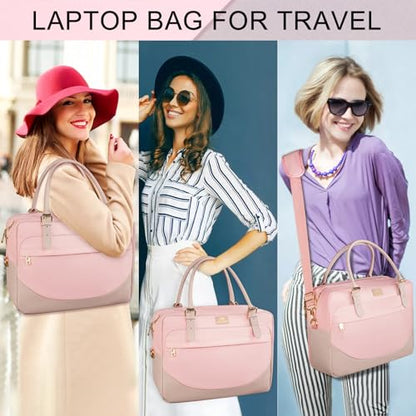 MATEIN 17 Inch Laptop Bag, Large Waterproof Laptop Carrying Case with Adjustable Handle, Cute Pink Briefcase Shoulder Messenger Bag Professional Work Computer Bag for Women Office College Travel, Pink | Large Briefcase, Waterproof Shoulder Messenger Bag,