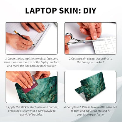 Universal Laptop Skin, DIY Cut-to-Fit Vinyl Cover Compatible with HP, Dell, Lenovo, Mac (13.3" to 15.6"), Anti-Scratch, No Residue & Bubble-Free Protective Decal Sticker, Emerald Gold Marble - color: Emerald Gold Marble