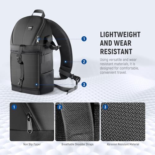 Neewer Professional Camera Case Sling Backpack for Nikon Canon Sony and Other DSLR Cameras and Lens,Tripod,Other Accessories,Durable Waterproof and Tear Proof Bag with Padded Dividers(Orange Interior) - style: Nw-xjb02s