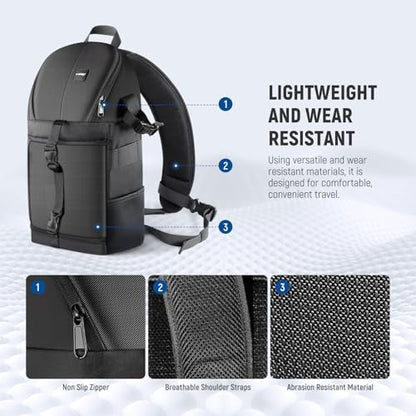 Neewer Professional Camera Case Sling Backpack for Nikon Canon Sony and Other DSLR Cameras and Lens,Tripod,Other Accessories,Durable Waterproof and Tear Proof Bag with Padded Dividers(Orange Interior) - style: Nw-xjb02s