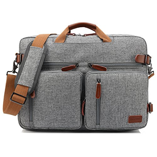 CoolBELL Convertible Backpack Messenger Shoulder bag Laptop Case Handbag Business Briefcase Multi-functional Travel Rucksack Fits 17.3 Inch Laptop For Men/Women (Grey) - color: Grey, size: 17.3 Inches