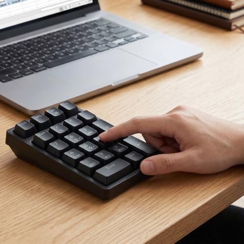 PUSOKEI Wireless Number Pads, Bluetooth Mechanical Numeric Keypad with RGB Light, Mini Portable Financial Accounting Rechargeable Numeric Pad for Laptop, PC