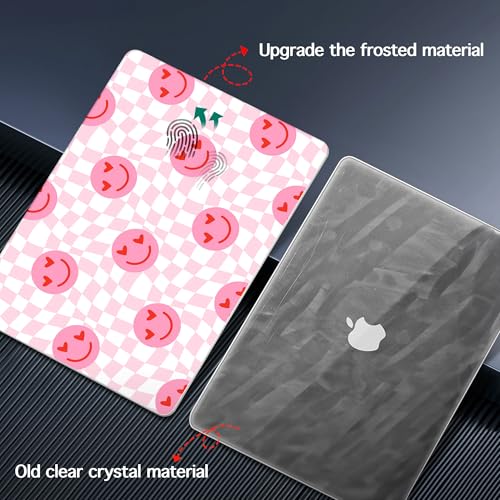 for 2026 MacBook Air 13-inch Laptop Case M5 2026 M4 2025 M3 2024 M2 2022 Release Model A3449 A3240 A3113 A2681, Hard Shell Cover for MacBook Air 13.6 inch, Pink Smile & Checkered - color: Pink Smile & Checkered