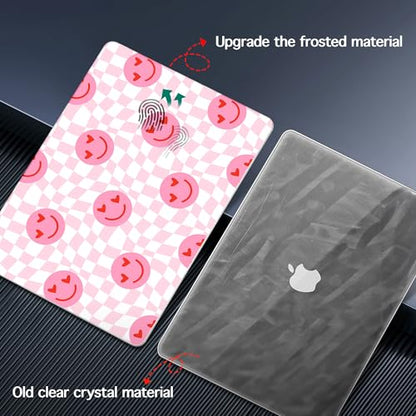 for 2026 MacBook Air 13-inch Laptop Case M5 2026 M4 2025 M3 2024 M2 2022 Release Model A3449 A3240 A3113 A2681, Hard Shell Cover for MacBook Air 13.6 inch, Pink Smile & Checkered - color: Pink Smile & Checkered