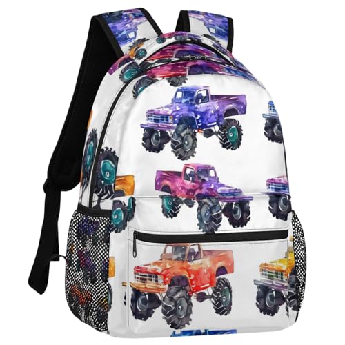 Monster Trucks Backpack for Women Men Adults Shoulder Computer Laptop Backpack Sports Hiking Gym Workout Travel Casual Daypack - color: Multicolor 11
