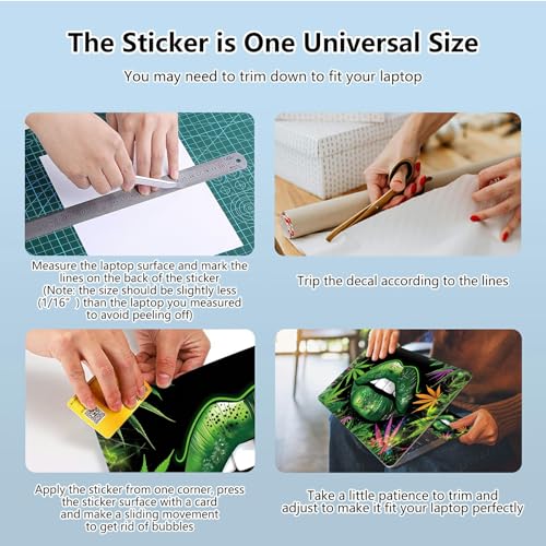 Universal Laptop Skin Sticker with 2 Wrist Pad Skins, Waterproof Scratch Resistant Vinyl Laptop Cover Decal, Cut to Fit for 11–15.6 Inch MacBook HP Dell Lenovo, Green Lip Weeds - color: Green Lip Weeds