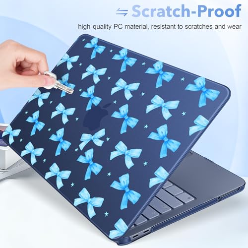 May Chen for MacBook Neo Case 13 inch 2026 | 100% Match Official Color | Pattern Printing, Anti-Crack & Scratch & Fingerprint | Protective Hard Shell Cases Laptop Model A3404 - Light Blue Bow - color: Light Blue bow