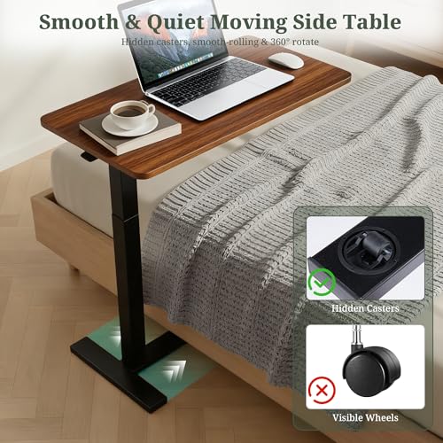 Mobile Standing Desk, Height Adjustable Laptop Desk with Hidden Casters | Stable Steel Frame, Smooth Lift Mechanism, Lockable Casters, Easy Assembly, Ideal for Home, Office & Dorm, Brown - color: Brown, style: Height Adjustable