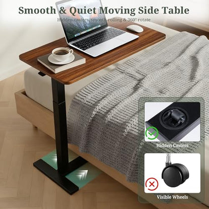Mobile Standing Desk, Height Adjustable Laptop Desk with Hidden Casters | Stable Steel Frame, Smooth Lift Mechanism, Lockable Casters, Easy Assembly, Ideal for Home, Office & Dorm, Brown - color: Brown, style: Height Adjustable