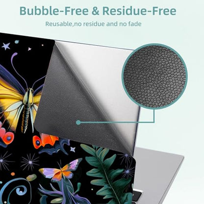 Universal Laptop Skin Decal, 3-Piece Vinyl Protector for 12 13 14 15.6" Notebook, Waterproof Anti-Scratch, Easy Trim & Bubble-Free Finish, Mushroom Butterfly Flower - color: Mushroom Butterfly Flower