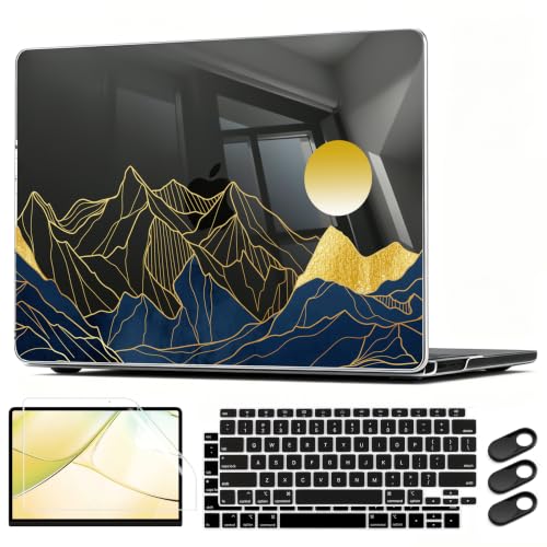 CISSOOK for MacBook Air 13 Inch Case A2337 A2179 A1932 | 2021 2020 2018, Hard Shell Cover with Keyboard Cover for MacBook Air 13 M1 Case, Mountain & Raised Sun - color: Mountain & Raised Sun
