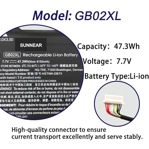 GB02XL/GM02XL L42583-005 Battery Replacement for HP Chromebook x360 11 G1/G2 EE (Education Edition), Chromebook 11A G6/G8 EE, 11 G7/G8 EE, 14 G5 14-DB0051CL L42583-002 HSTNN-UB7M L42550-271 - size: 12.2*4.41*1.26 inches GB02XL