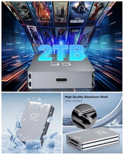 CFexpress Type B SD Card Reader 10Gbps Dual-Slot Memory Card Reader for Photographers,USB 3.2 Gen 2 Type B CF Express Adapter with USB C to USB C/A Cable,Compatible with Windows/Mac/Linux/Android