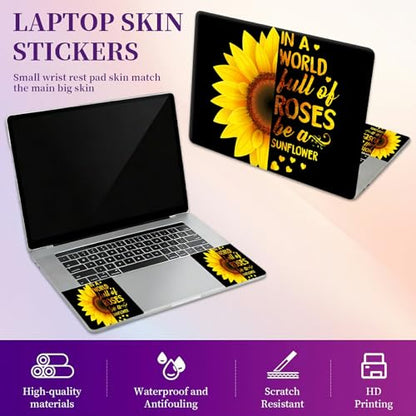 Laptop Skin Sticker Laptop Cover for 12" 13" 13.3" 14" Laptop Stickers,Reusable Skin Sticker Cover Personalized Art Waterproof & Scratch-Resistant Protector Case,Sunflower Black - color: Sunflower Black