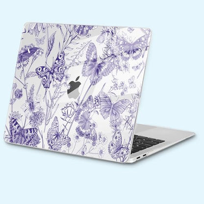 for MacBook Air 13 inch Case 2020 M1 A2337 2019 2018 Release– Fashionable Lightweight Floral Design Transparent HD Clear Laptop Shell, with TPU Keyboard Cover & OTG Adapters, Butterfly Blue - color: Butterfly Blue