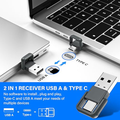 Presentation Clicker with Air Mouse - USB C Wireless Presenter Remote Clicker with Light Clicker, RF 2.4GHz PowerPoint Clicker for Presentation, Computer Clicker Slide Advancer for Mac,Laptop - color: Silver