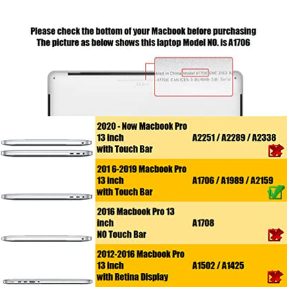 Se7enline Compatible with MacBook Pro 13 inch Case A1706/1989/A2159 Touch Bar 2019/2018/2017/2016 TPU+PC Hard Shell Cover with Sleeve Bag&Keyboard Skin&Screen Protector&Dust Plug, Transparent&Black - color: Transparent&Black, size: 13 inch (2016-2019 Vers
