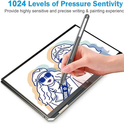 Stylus Pen for HP Omnibook/Envy/Spectre/Pavilion x360, 1024 Pressure | MPP 1.51 Stylus Pen with Palm Rejection, 2500H Battery Digital Pen with Eraser for Drawing/Note-Taking, AAAA Battery Included - color: Grey