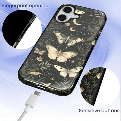 CARLOCA Case for iPhone 17,Gothic Dark Butterfly Design Hybrid Dual Protection Soft TPU Hard PC Shockproof Anti Scratch Men & Women Stylish Protective Phone Case - color: Gothic Dark Butterfly, size: iPhone 17