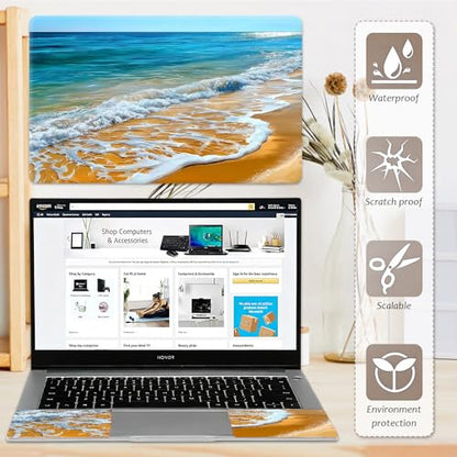 Laptop Skin 12.1-15.6 inch Removable Universal Reusable Laptop Sticker Decal,Waterproof No Residue Vinyl Cover,Scratch-Resistant Cuttable Full Wrap Sticker for Notebook, Summer Beach - color: Summer Beach