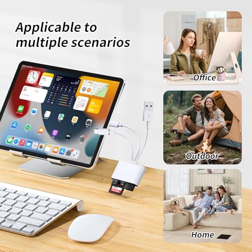 3IN3 SD Card Reader,USB C SD Card Reader,supports SD and MicroSD memory card adapter(includes USB A female port),compatible with flash drives,iPhone 15/16,MacBook,Mac,Trail Camera viewer,Plug and play - size: 3IN3 SD Card Reader