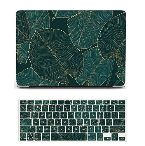 Laptop Case Compatible with Old Version MacBook Pro 13 Inch Case 2012 2011 2010 2009 2008 Release Model A1278 with CD-ROM, Plastic Hard Shell Case Cover & Keyboard Cover Skin - Green Leaves - color: 1227 Green leaves, size: Pro 13" w/CD-ROM 2008-2012(A127