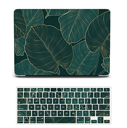 Laptop Case Compatible with Old Version MacBook Pro 13 Inch Case 2012 2011 2010 2009 2008 Release Model A1278 with CD-ROM, Plastic Hard Shell Case Cover & Keyboard Cover Skin - Green Leaves - color: 1227 Green leaves, size: Pro 13" w/CD-ROM 2008-2012(A127