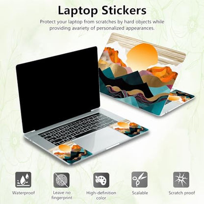 Laptop Skin Sticker Decal, Universal Reusable Vinyl Laptop Cover for 12" 13" 14" 15" 15.4" 15.6" Notebook PC, Reusable Waterproof Scratch-Resistant with 2 Wrist Pads,Art Mountain Abstract Watercolor - color: Art Mountain Abstract Watercolor
