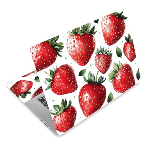 Laptop Skin Sticker Decal for 12 13 13.3 14 15 15.6 in, Universal Vinyl Waterresistant Protector Cover for Notebook PC Netbook, Computer Decor for Women Girls Fresh Red Strawberries - color: Fresh Red Strawberries