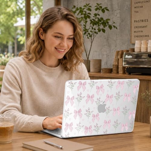 May Chen Compatible with MacBook Neo 13 inch Case 2026 Model A3404, Plastic Hard Shell,Keyboard Cover,Screen Protector,Dust Plug, for MacBook Neo 13" with A18 Pro Chip, Flower & Bow - color: Flower & Bow