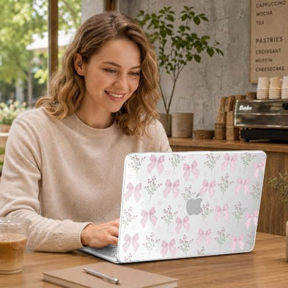 May Chen Compatible with MacBook Neo 13 inch Case 2026 Model A3404, Plastic Hard Shell,Keyboard Cover,Screen Protector,Dust Plug, for MacBook Neo 13" with A18 Pro Chip, Flower & Bow - color: Flower & Bow