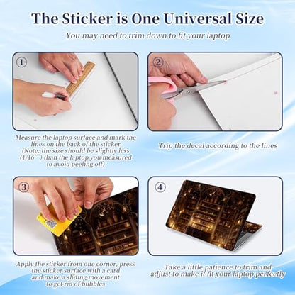 Universal Laptop Protective Skin,Trim-to-Fit Vinyl Sticker for 13–16 Inch Laptop,MacBook,Tablet & Notebook,Scratch-Proof Waterproof Cover,Mystic Library - color: Mystic Library