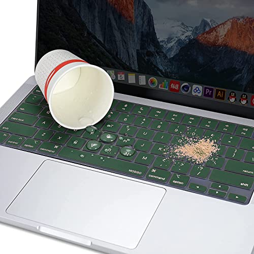 MOSISO Keyboard Cover Skin Compatible with MacBook Air 15 inch M3 M2 | A3114 A2941/Air 13.6 A3113 A2681/Pro 14/16 M4 M3 M2 M1, Peacock Green - color: Peacock Green